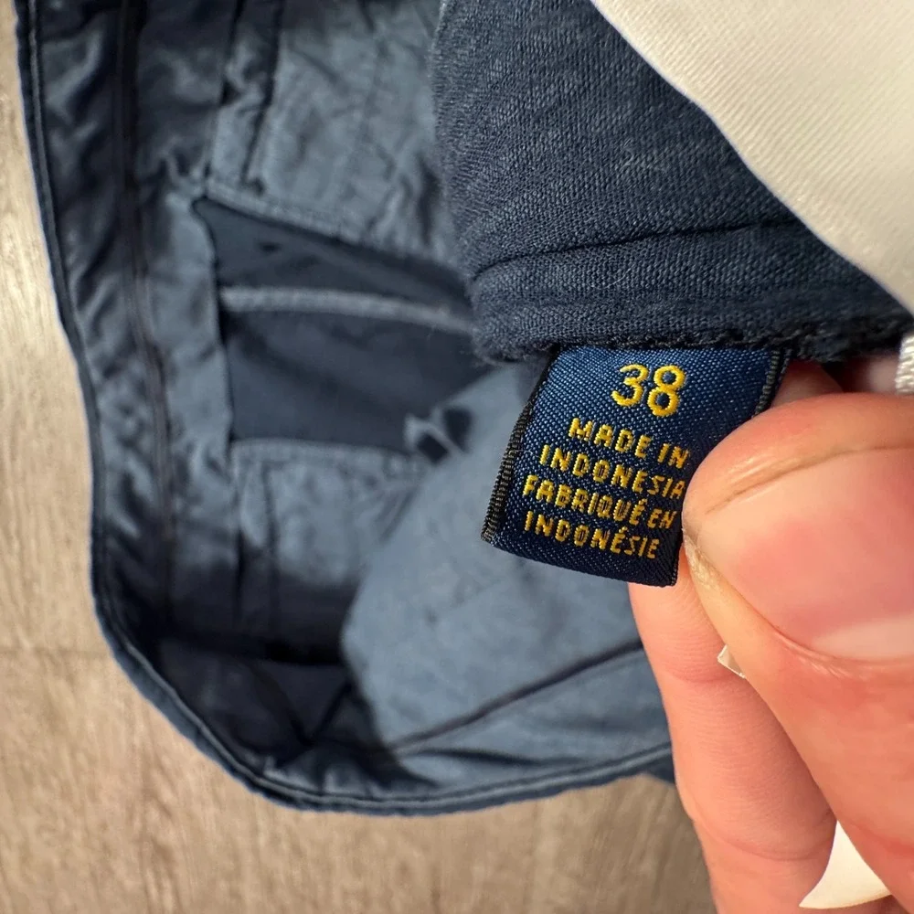 Polo Ralph Lauren Shorts Mens 38 Blue Seersucker Cotton Preppy Flat Front Pocket